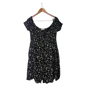 Just Found Black Floral Rayon Dress 2X
